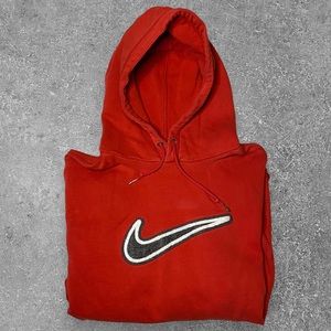 Nike Chenille Red Hoodie Y2K Large